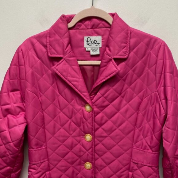 VTG Lilly Pulitzer Pink Lightweight Long Sleeve Button Front Quilted Jacket S - Picture 2 of 5